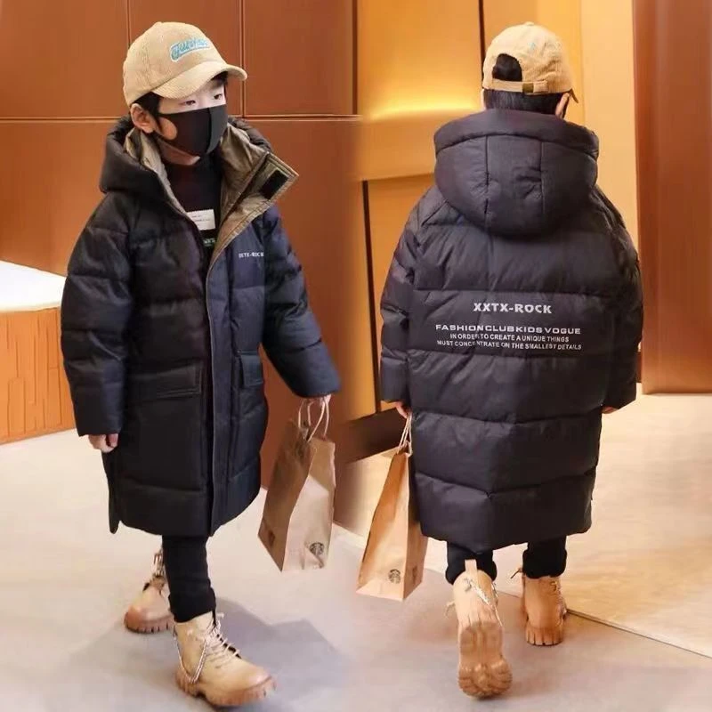 波司断码2023新款羽绒服男童服冬季新款儿童中长韩版童装加厚外套