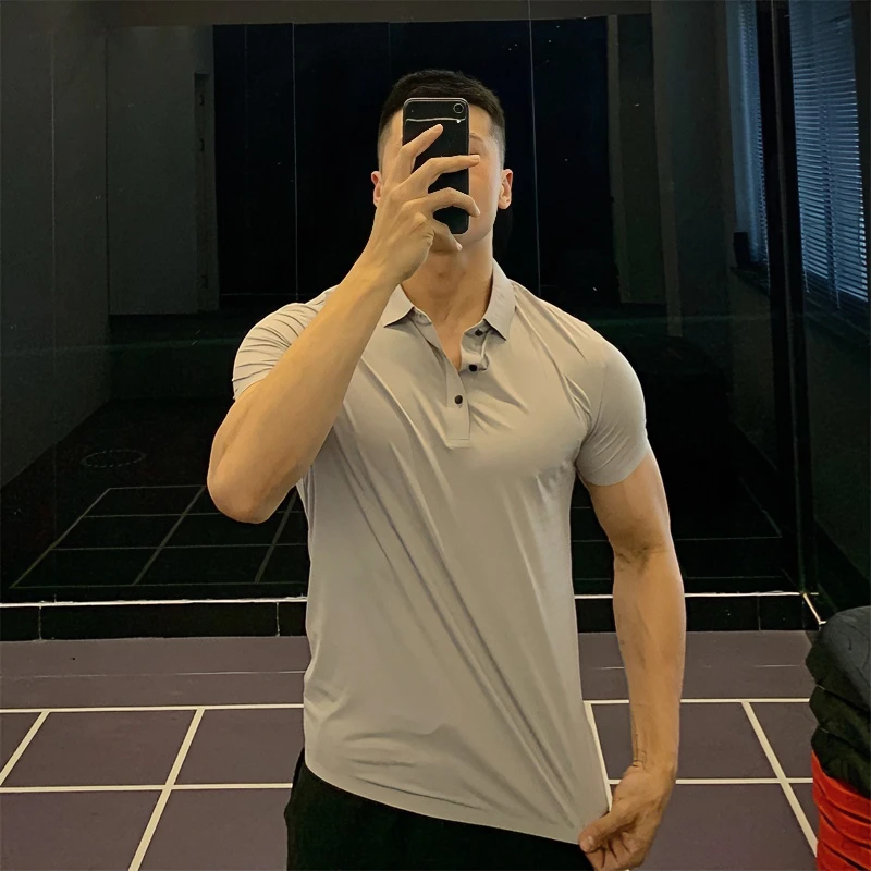 irontrap冰丝速干弹力polo短袖修身运动T恤半袖健身休闲衣服男夏