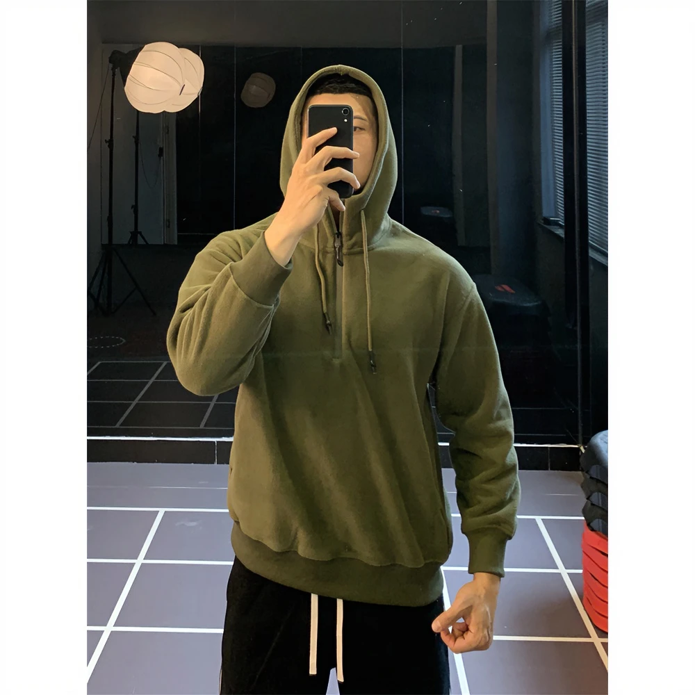 irontrap摇粒绒半拉链连帽卫衣运动长袖健身T恤训练衣服男秋冬季