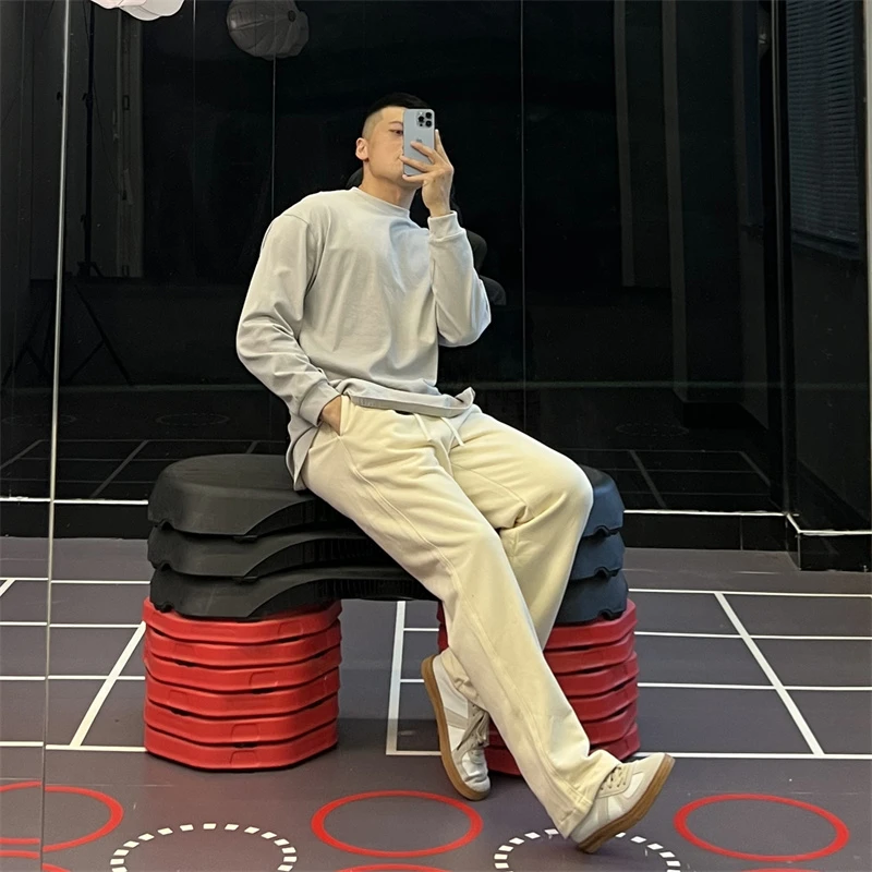 irontrap美式纯色重磅宽松直筒阔腿裤运动长裤健身卫裤休闲男秋冬