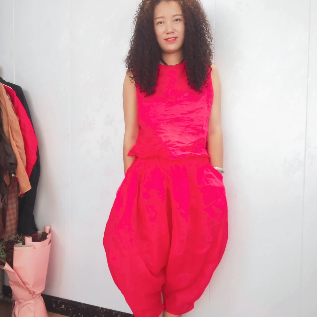 2023款时尚套装，苎麻夏季背心无袖宽松薄款套装