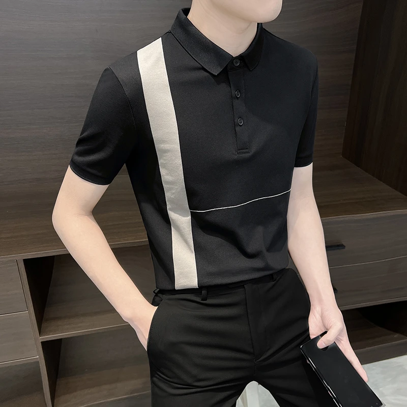 男士短袖polo衫高端高级感夏季冰丝商务男装2025新款衣服修身t恤