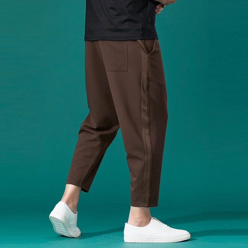 潮牌透气九分男2025夏季薄款宽松加肥加大码休闲小脚轻奢痞帅男装