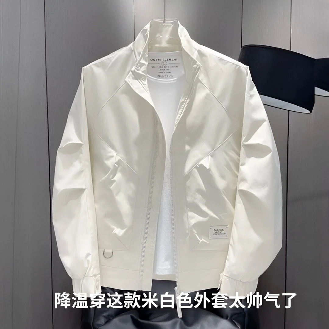 高端简约工装休闲外套男2025冬季潮流痞帅宽松夹棉立领夹克上衣复