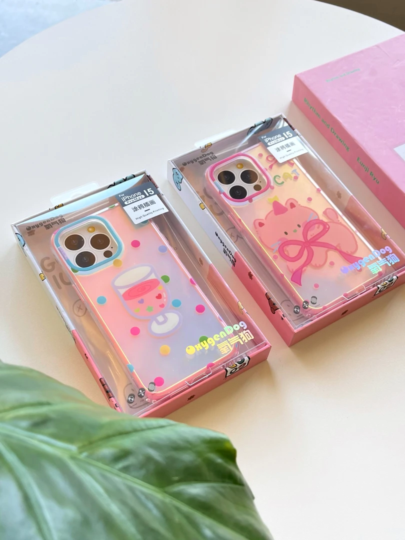 FASHION PHONE CASE【磨砂双层IMD镭射二合一】果汁＆小猫/13/14/15