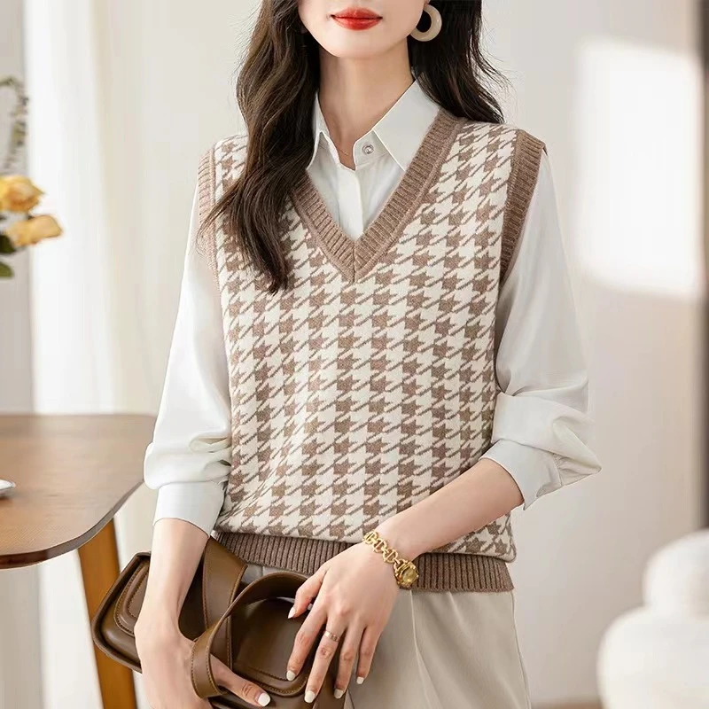 上衣马甲春秋洋气针织时尚新款女款百搭复古外穿马夹韩版无袖