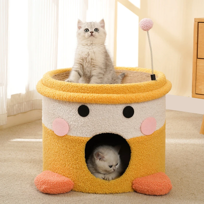 剑麻桶树洞猫爬架猫窝一体特价猫别墅耐抓四通通用猫窝铺二层