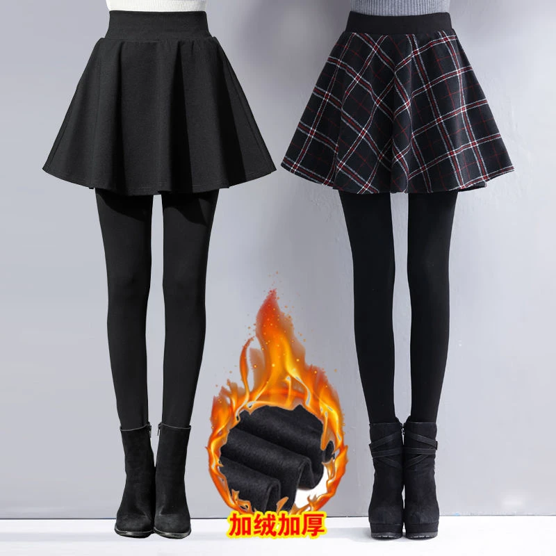 【加厚打底裤】秋冬季打底裤女外穿带裙子高腰弹力加绒裙裤