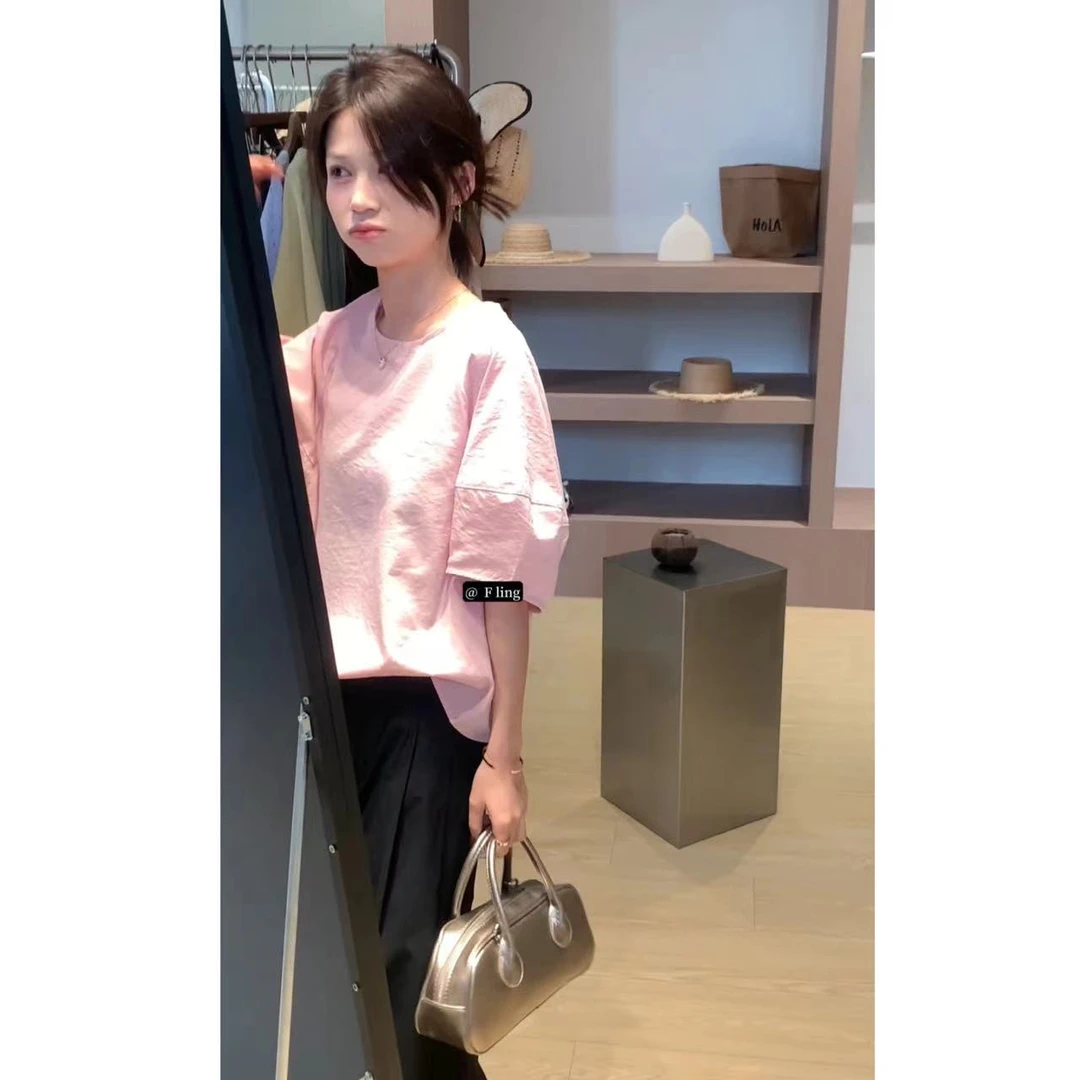 F.LING【小布里】纯色粉色衬衫简约时尚休闲宽松舒适FL0261春秋百搭