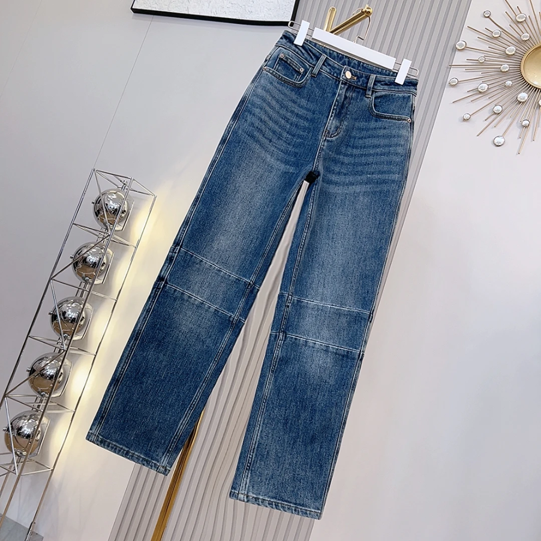 “解构裤” 2024新款普赛克丹宁时髦薄绒牛仔裤