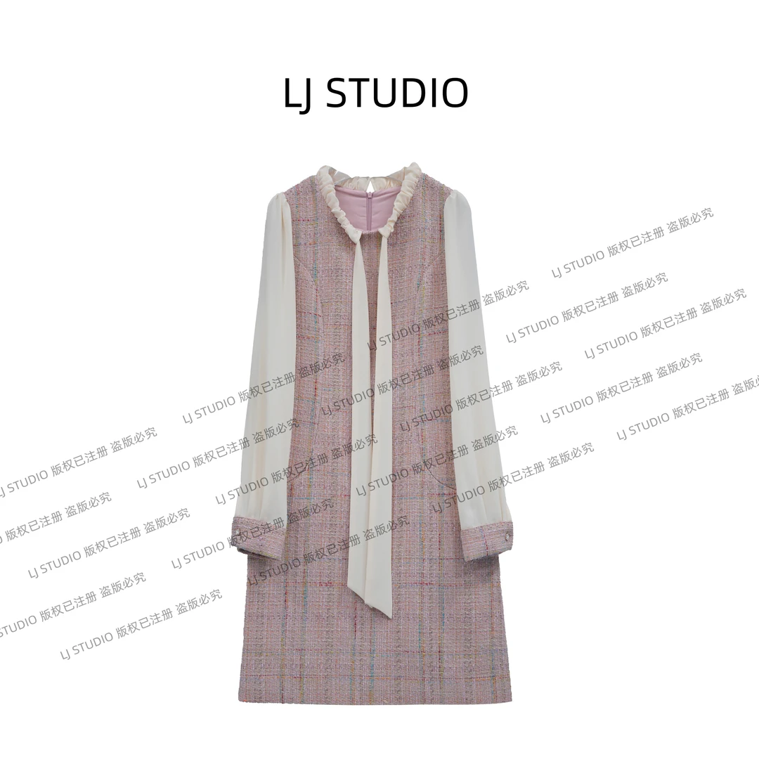 编码‘’27；【丞丞】2024新款韩系通勤女蝴蝶结连衣裙LJ0059