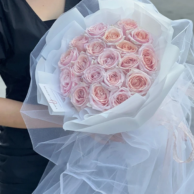 花束仙女纱鲜花全套特价包花玫瑰材料网纱超大纱幔批发包装花束