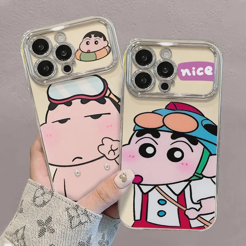 游泳圈比耶适用苹果15华为/vivo/oppo小米新款电镀大视窗手机壳