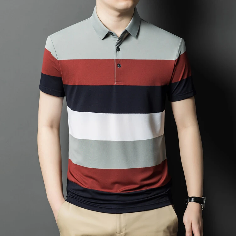 轻奢英伦风高档Polo衫轻奢夏季薄款休闲男装半袖宽松翻领男士T恤