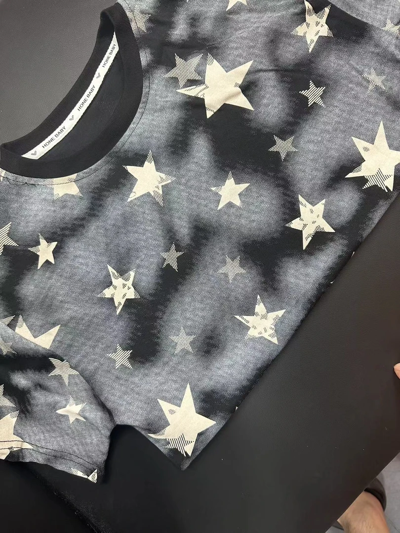 舅舅严选童装中大童夏款韩版纯棉时尚百搭印花圆领短袖T恤 87771