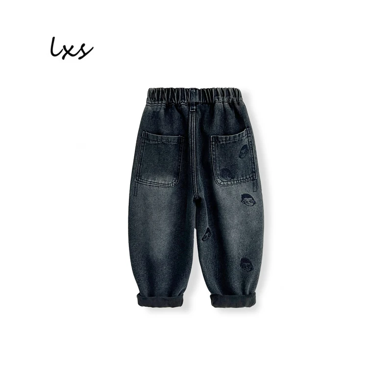 童装冬季加绒牛仔裤2025儿童韩版宽松百搭洋气潮款水洗牛仔A52216