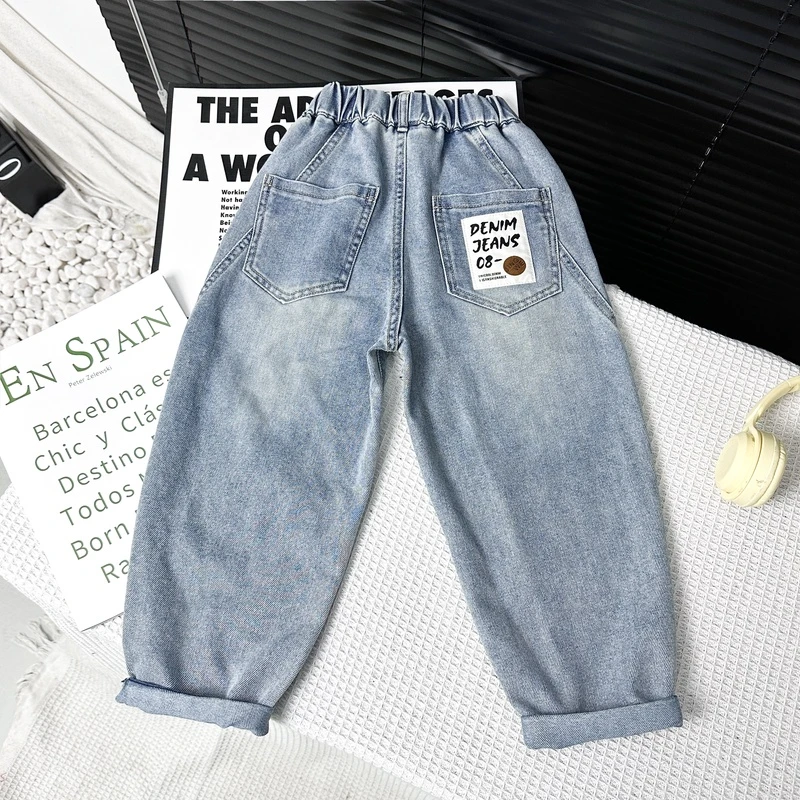 舅舅严选童装现货童装春款儿童韩版百搭潮流宽松洋气牛仔裤YM613