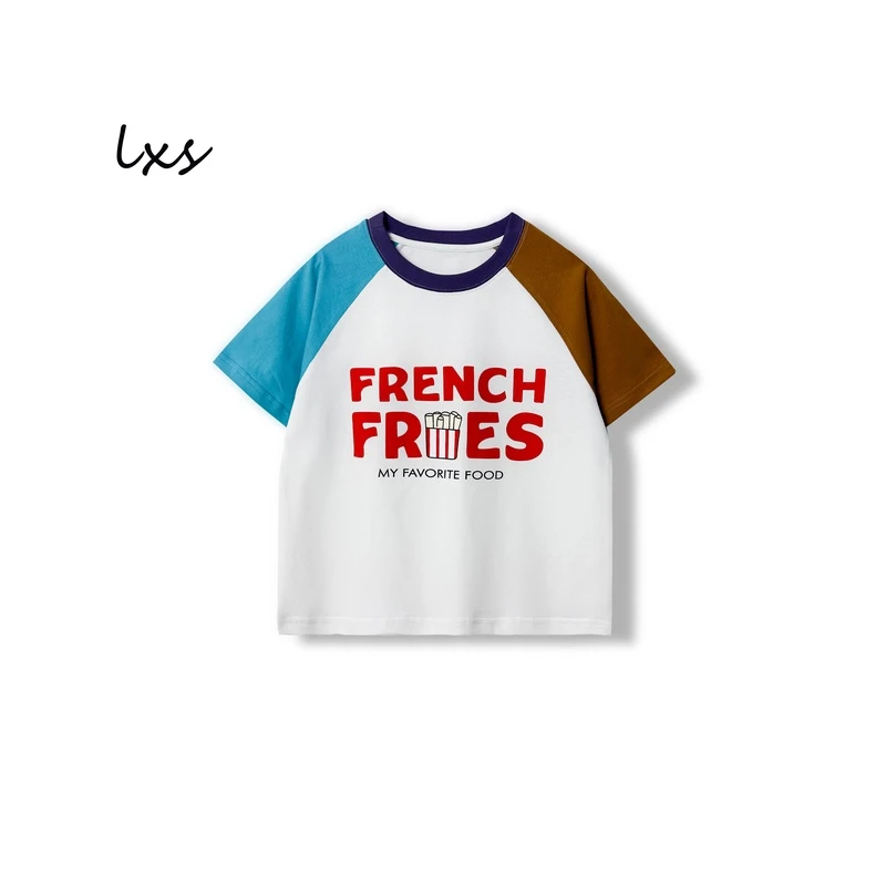 舅舅严选童装现货儿童夏季纯棉百搭韩版插肩袖拼接撞色短袖C88137