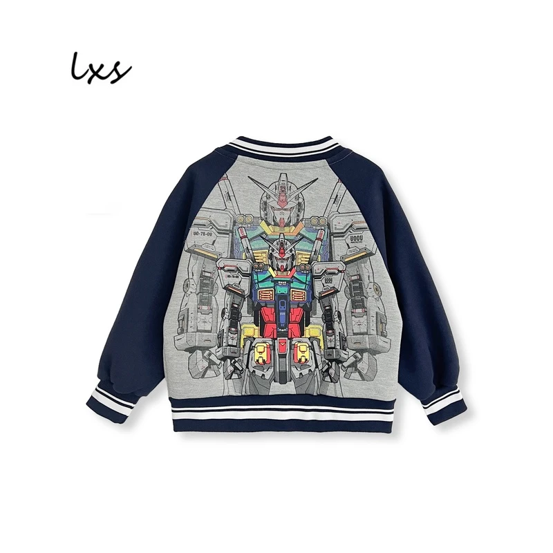 鹿小生童装韩版儿童春秋卡通印花宽松百搭时尚帅气棒球服外套Q059