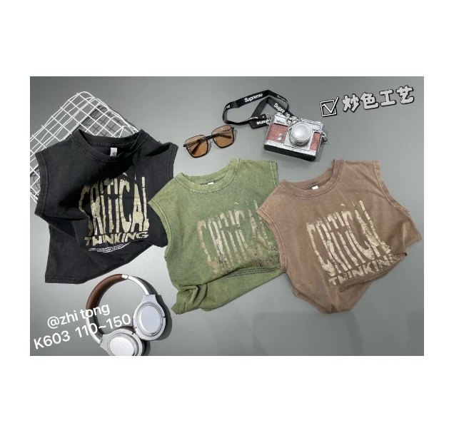 舅舅严选童装儿童夏季背心百搭时尚韩系印花无袖圆领背心 K6033