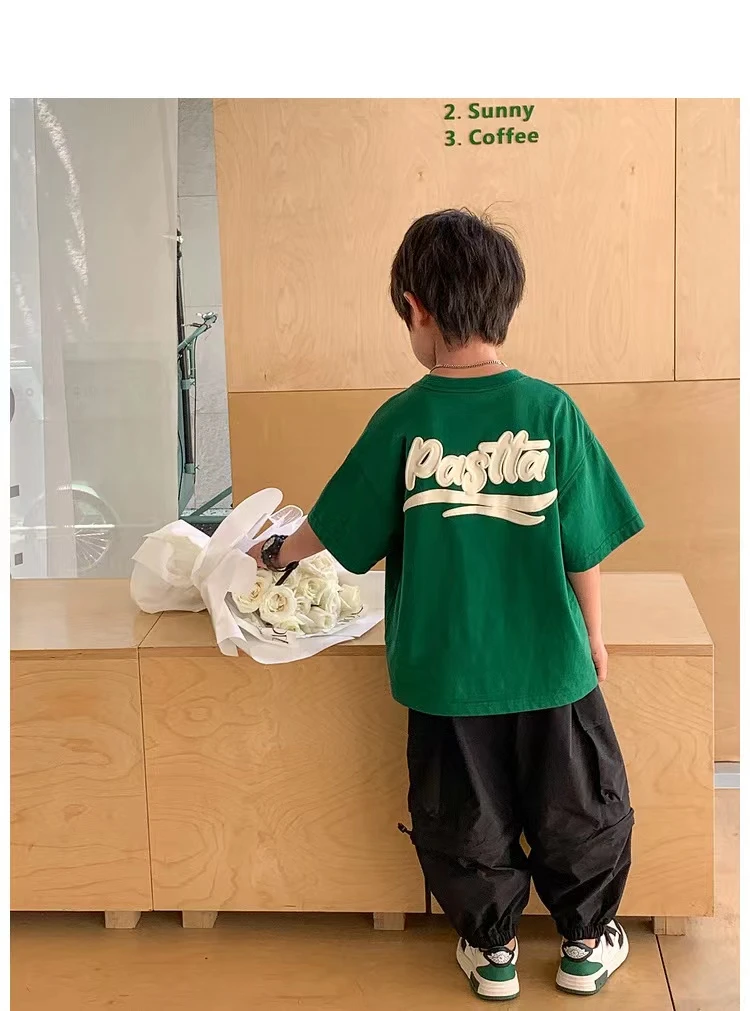 夏装男童儿童中大童韩版百搭时尚帅气圆领短袖C88650舅舅严选童装