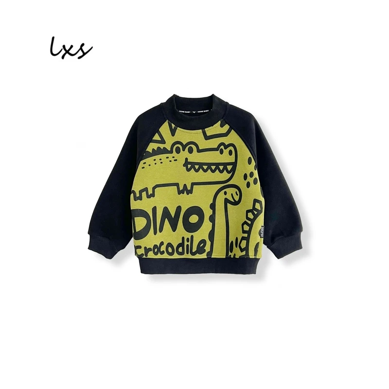 舅舅严选童装冬款加绒韩版百搭休闲潮流长袖儿童圆领套头卫衣Q195