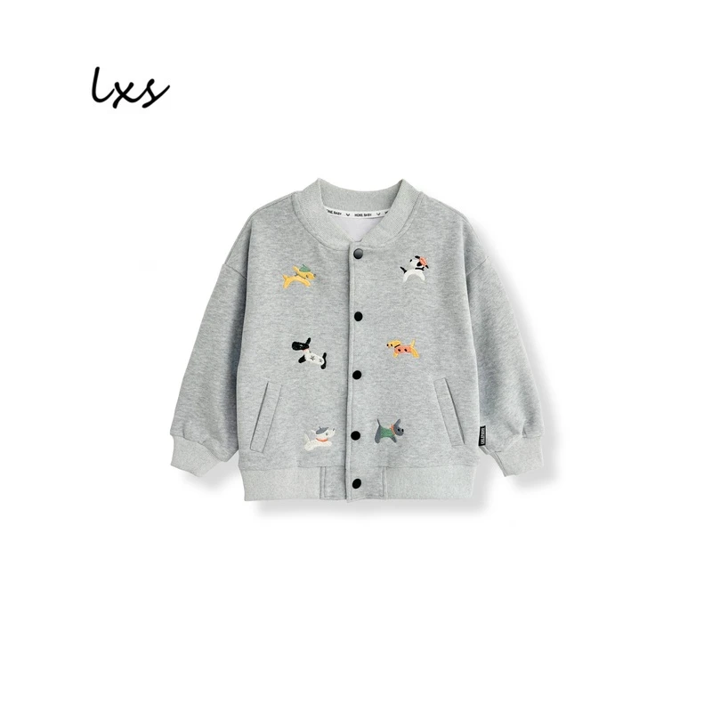 鹿小生抓毛薄绒童装儿童秋冬韩版休闲宽松百搭时尚棒球服外套Q129