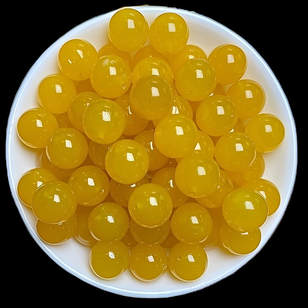 散珠天然冰黄14mm 15颗(赠弹力绳)H014 多样随机发