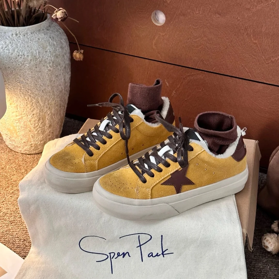 【Jasminestu】休闲鞋2024秋冬新款潮流百搭圆头系带休闲鞋