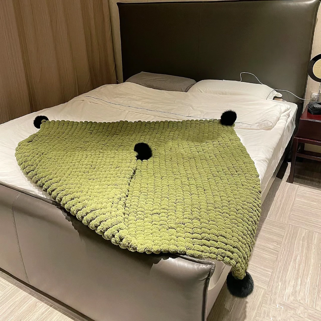 手工diy编织松弛感围巾毯子球球盖毯材料包生日礼物送女生男生