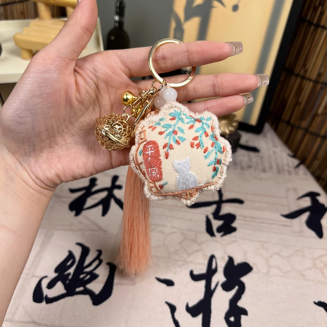手工自制diy材料包猫咪刺绣香囊香包生日礼物送女生