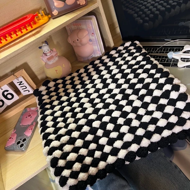 秋冬季柔软编织保暖可爱纯色球球线围巾坐垫材料包送女朋友礼物