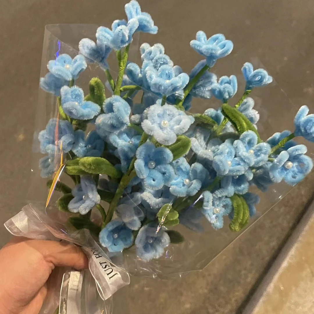 扭扭棒花束材料包手工DIY材料包蓝星花手捧花送女朋友妈妈礼物