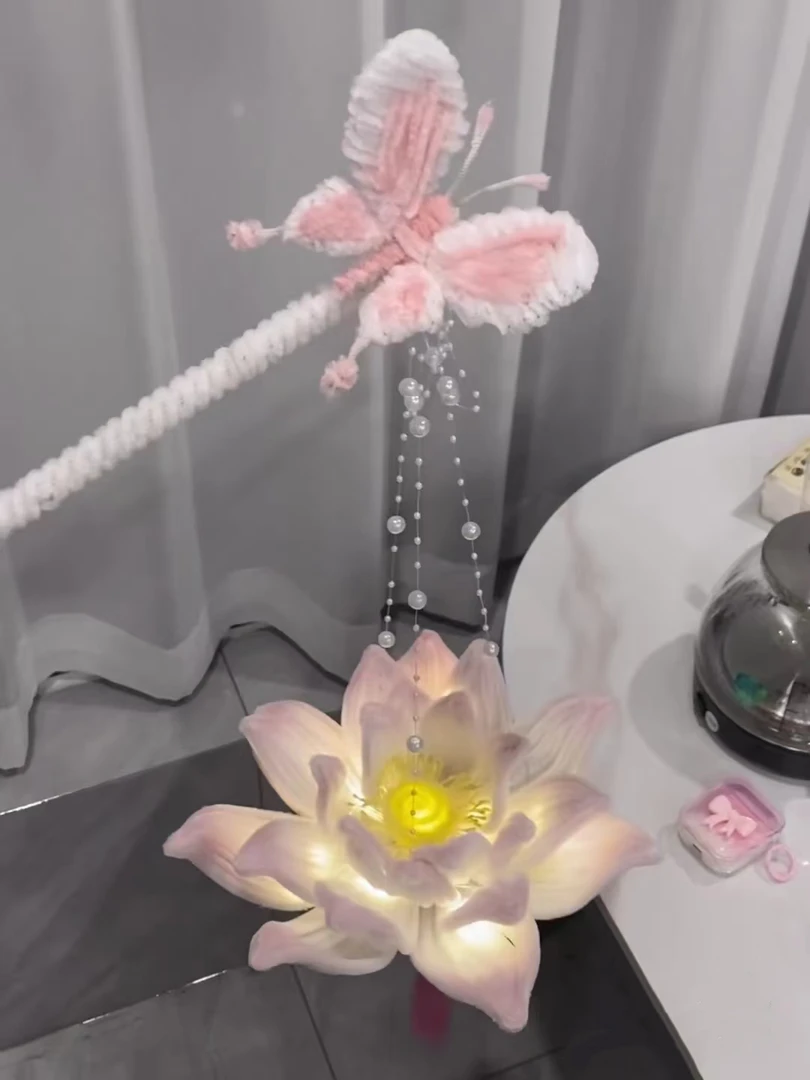 自制中秋节中式手提莲花灯扭扭棒DIY材料包送女朋友闺蜜生日礼物