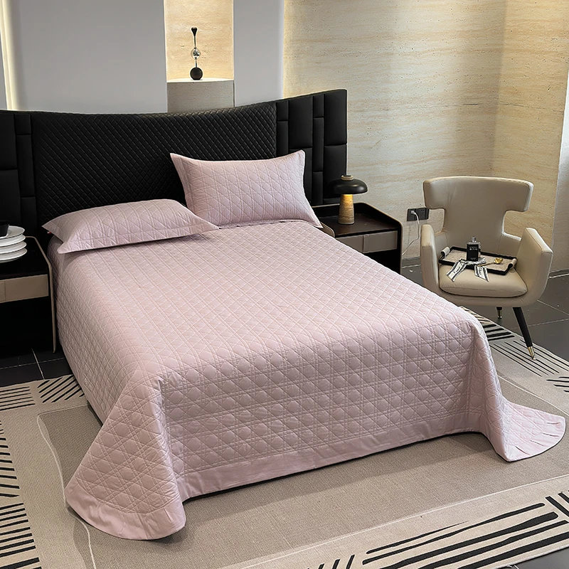 【qeeboo】章余哥华夫格天丝棉纯色三层夹棉床盖三件套绗缝机洗