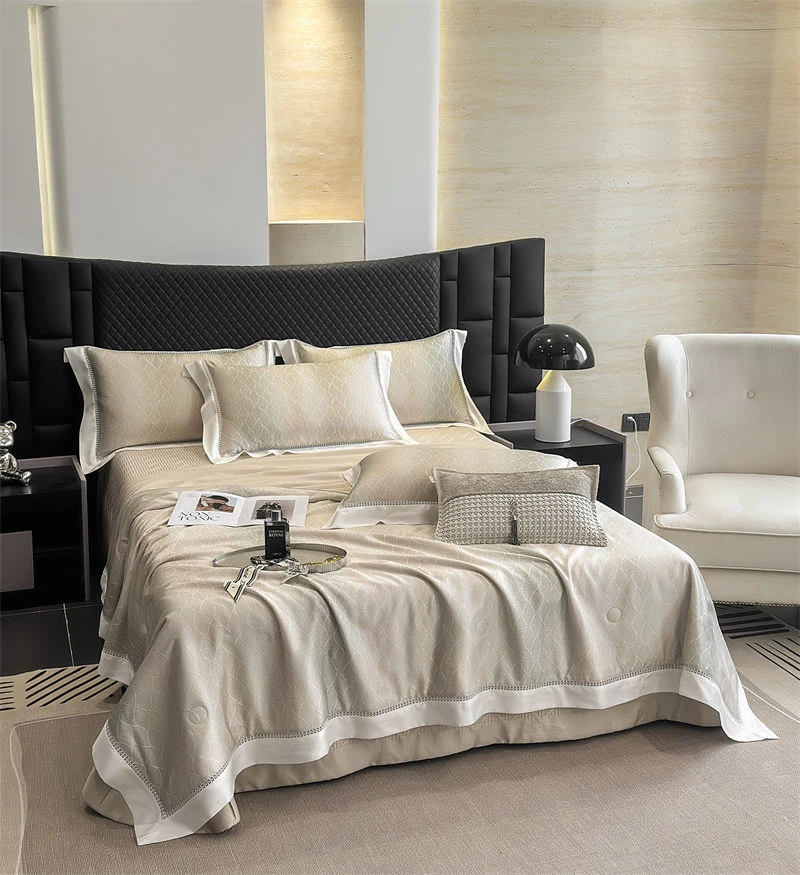 【qeeboo】轻奢印花天丝夏被夏凉被床盖款四件套床上用品空调被凉感