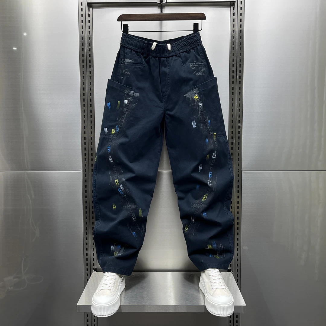 裤子男生新款秋季大码宽松弯刀裤潮流痞帅阔腿直筒青年百搭休闲裤