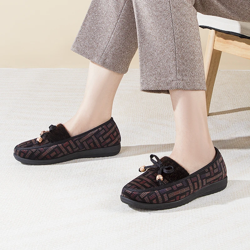 泰和源冬季棉鞋女加绒保暖加厚一脚蹬防滑中老年人奶奶妈妈棉鞋