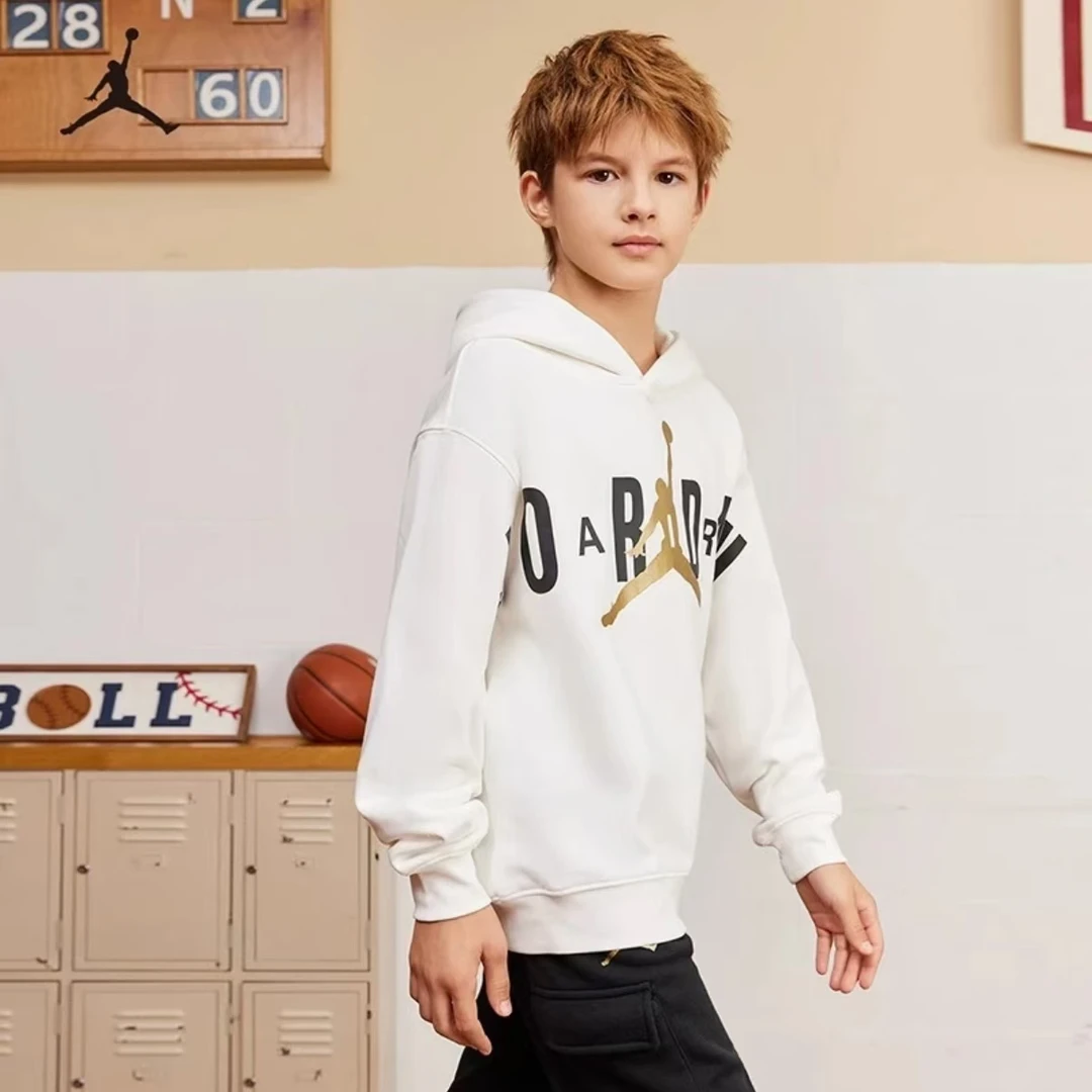 【新人福利 专柜同款】AIRJORDAN童装卫衣男童加绒金标连帽卫衣D188