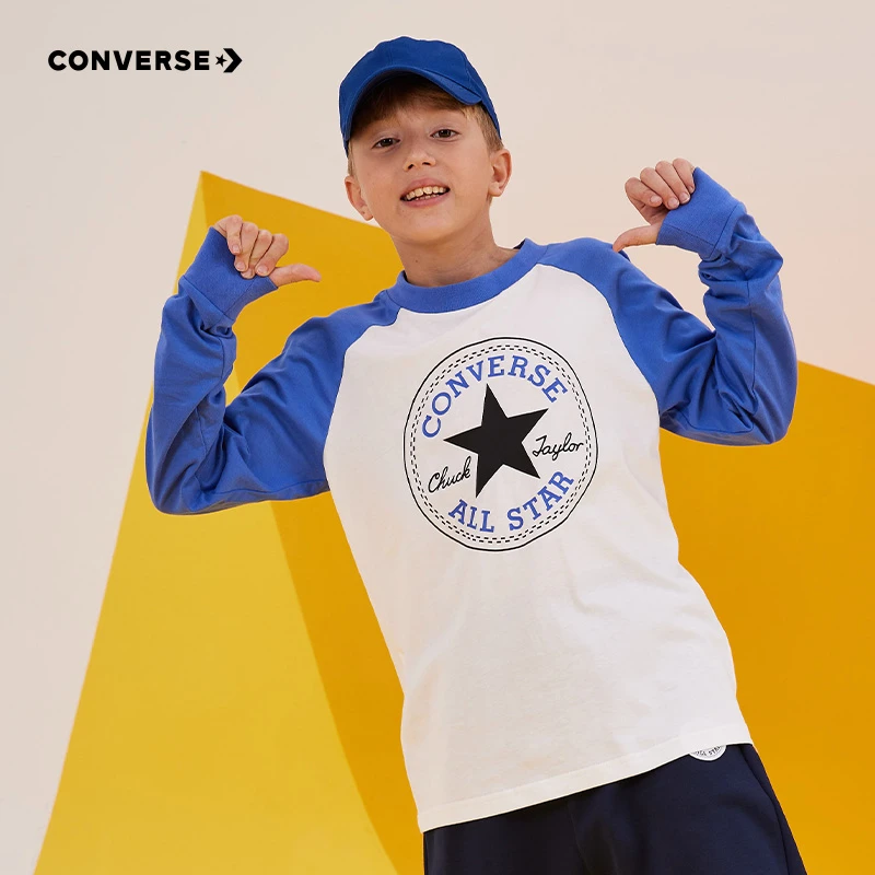 【旗舰店】现货Converse匡威童装纯棉圆领长袖T恤CNVB-AG-8884