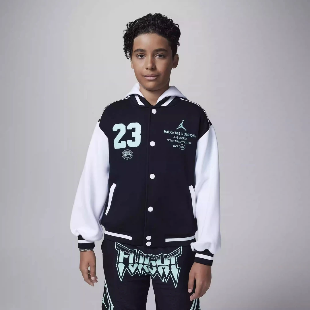 AIR JORDAN童装男童时尚潮流连帽棒球服外套秋季儿童休闲运动夹克