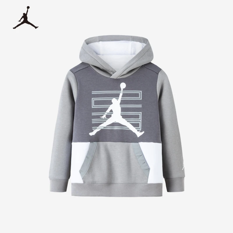AIR JORDAN童装男童加绒保暖连帽卫衣秋冬儿童休闲运动长袖上衣
