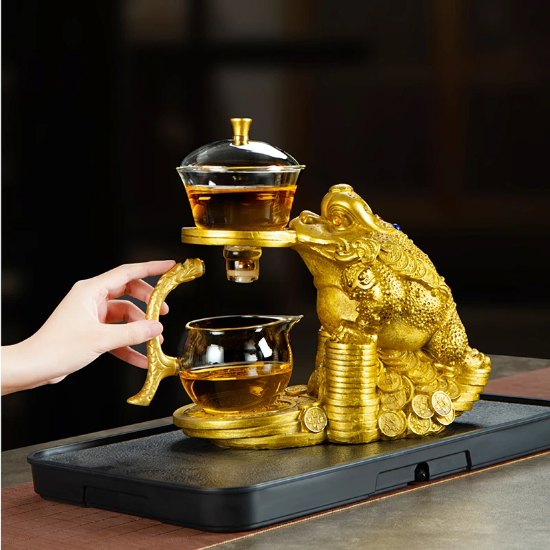 金蟾招财懒人泡茶器茶具轻奢创意耐热高档自动家用送礼创意烧水