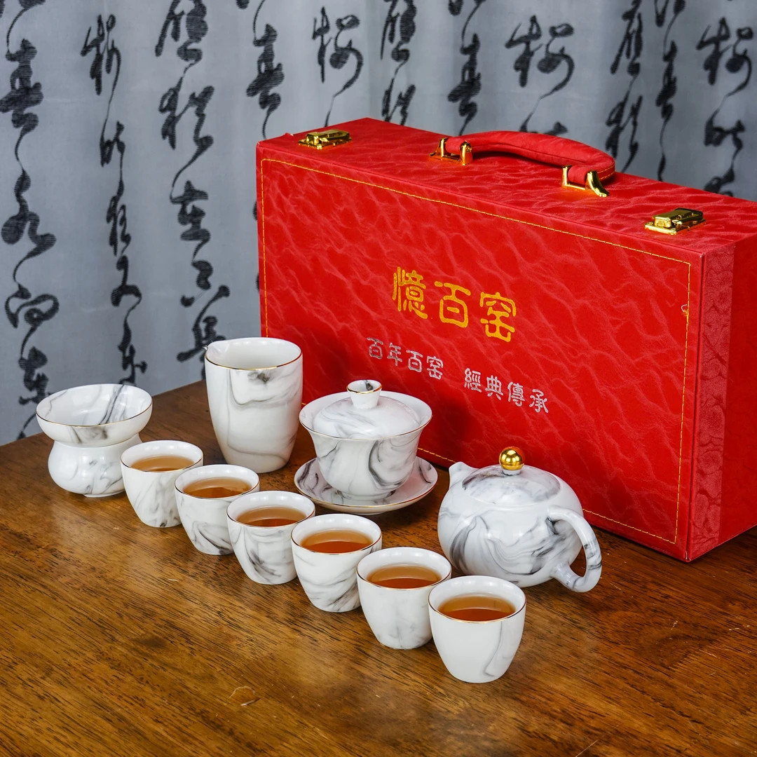 烟雨水墨白瓷茶具套装家用手工羊脂玉瓷凤鸣壶功夫茶具套装2152
