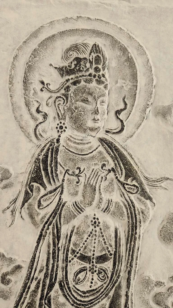 观音菩萨佛像拓片｜化龙堂禅月拓观世音造像