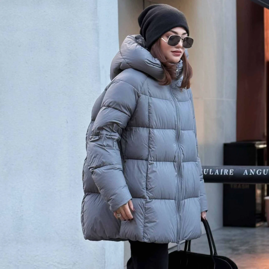 MUBINE 冬季爆款高级感阔版休闲轻奢极简连帽羽绒服 24253（特价）