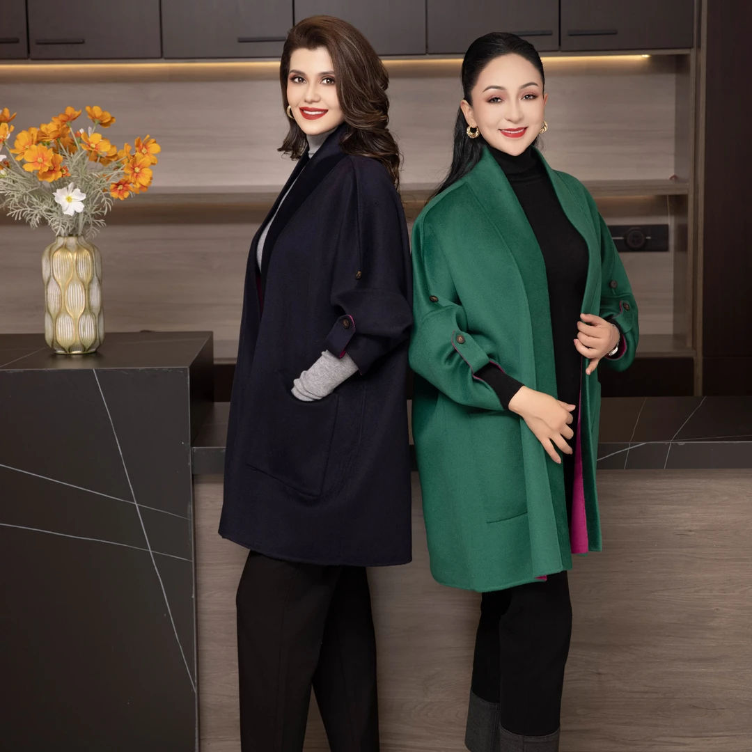 MUBINE 设计感蝙蝠袖气质高级感毛外套 23178(特价）