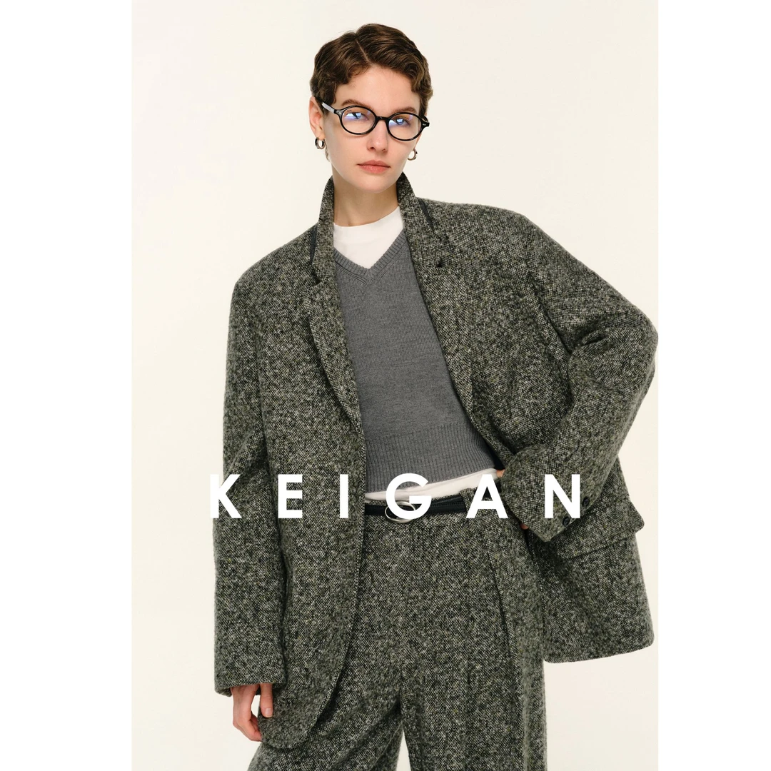 开间黑标/意大利COLOMBOMOESSMER雪花混点西服套装