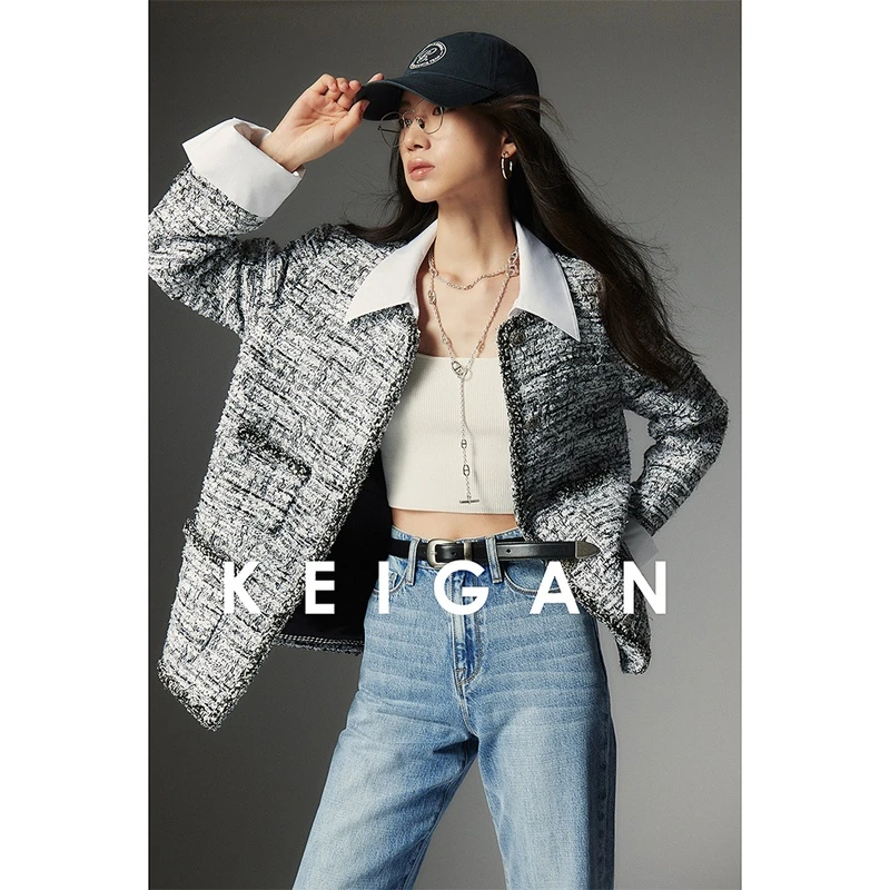 开间黑标/莫吉托 限量法国空运CH同厂粗花呢可拆卸领袖香小众外套