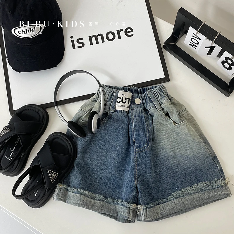 【派町现货】夏装儿童韩版潮流渐变洋气时尚五分裤hbk3114